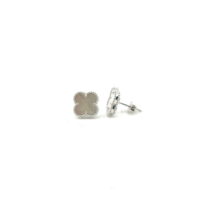 Aretes Trébol (madre de perla) en Plata