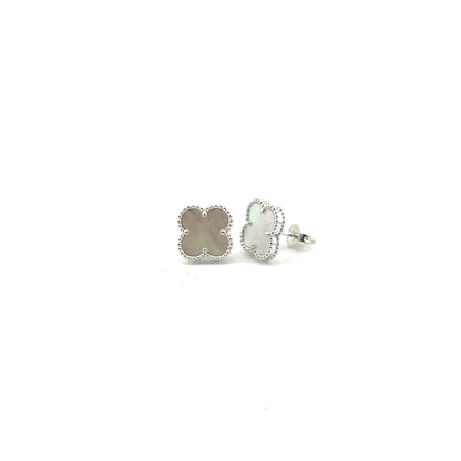 Aretes Trébol (madre de perla) en Plata