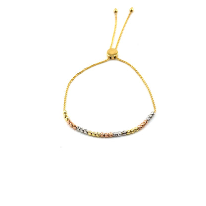 Pulsera (ajustable) en Oro Tres Tonos (bolitas)