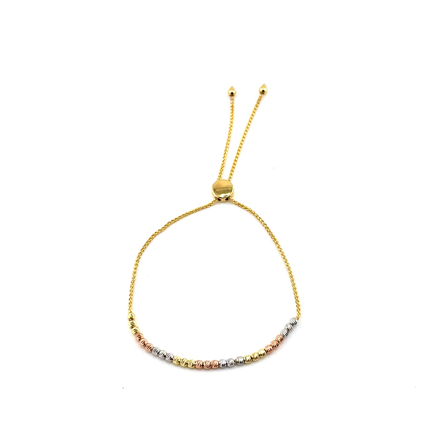 Pulsera (ajustable) en Oro Tres Tonos (bolitas)