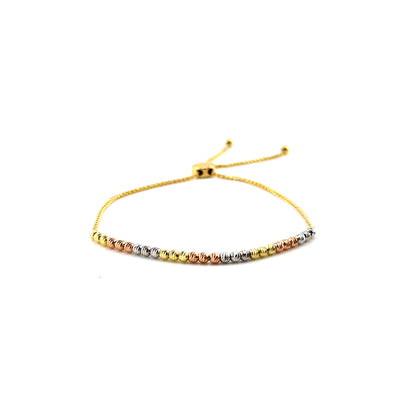 Pulsera (ajustable) en Oro Tres Tonos (bolitas)
