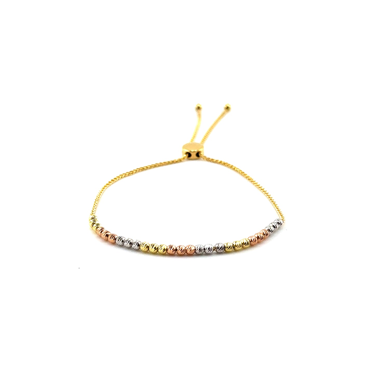 Pulsera (ajustable) en Oro Tres Tonos (bolitas)
