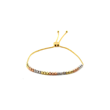 Pulsera (ajustable) en Oro Tres Tonos (bolitas)