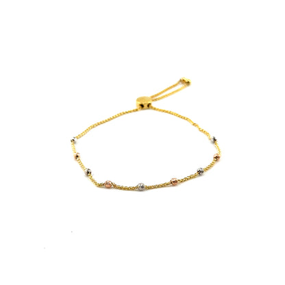Pulsera (ajustable) en Oro Tres Tonos (bolitas)