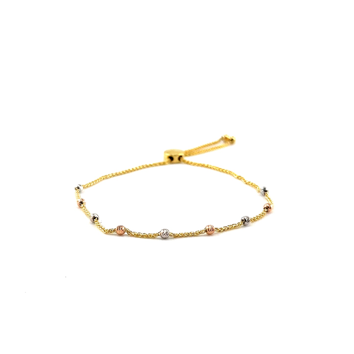 Pulsera (ajustable) en Oro Tres Tonos (bolitas)