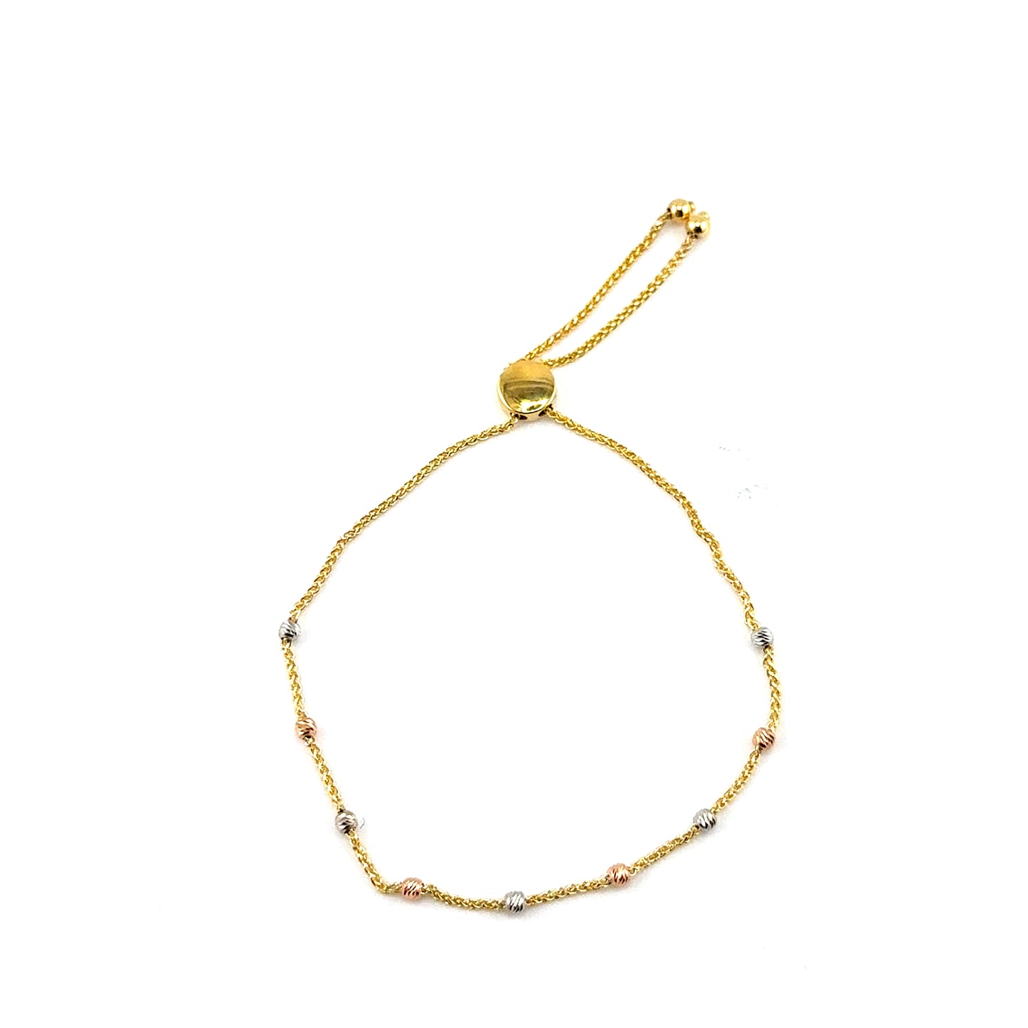 Pulsera (ajustable) en Oro Tres Tonos (bolitas)