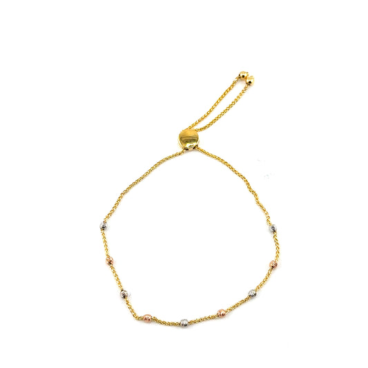 Pulsera (ajustable) en Oro Tres Tonos (bolitas)
