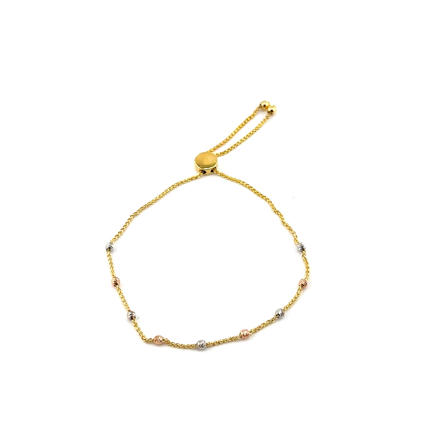 Pulsera (ajustable) en Oro Tres Tonos (bolitas)