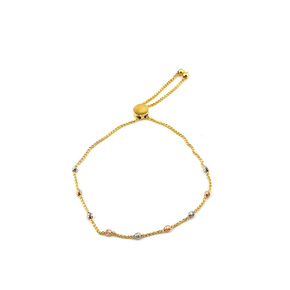 Pulsera (ajustable) en Oro Tres Tonos (bolitas)