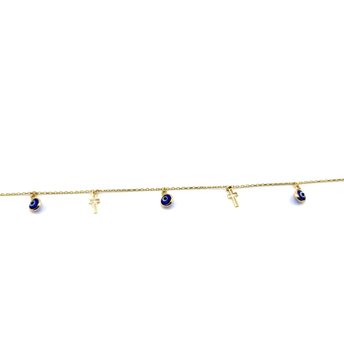 Tobillera (ojo y cruz) en Oro 10K