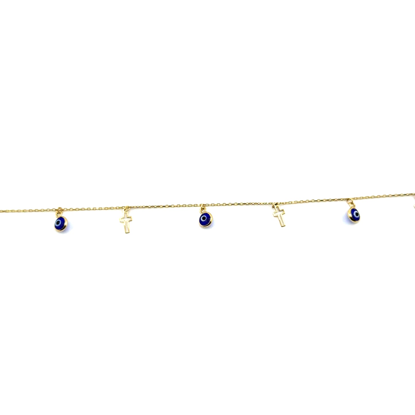 Tobillera (ojo y cruz) en Oro 10K