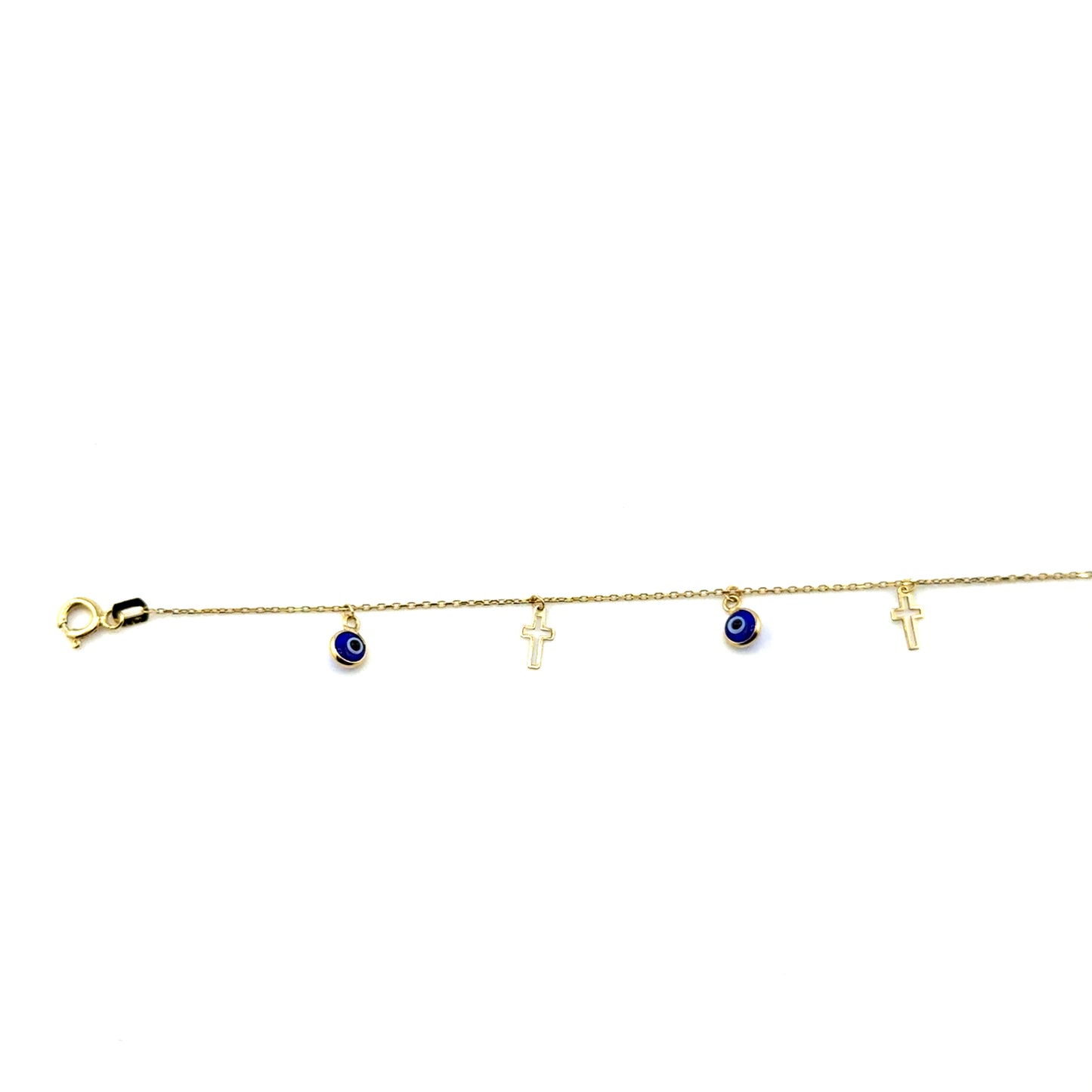 Tobillera (ojo y cruz) en Oro 10K