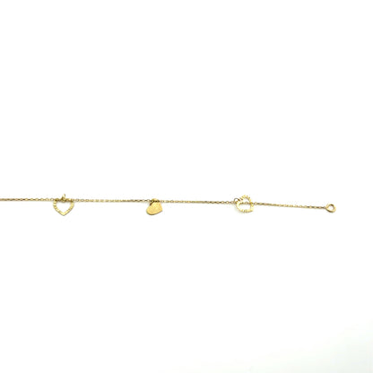 Tobillera (corazones) en Oro 10K