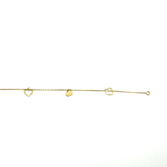 Tobillera (corazones) en Oro 10K