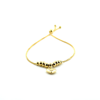 Pulsera Ajustable (corazon/bolitas) en Oro 10K