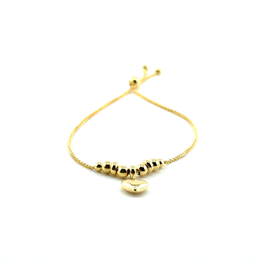 Pulsera Ajustable (corazon/bolitas) en Oro 10K