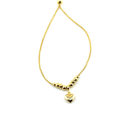 Pulsera Ajustable (corazon/bolitas) en Oro 10K