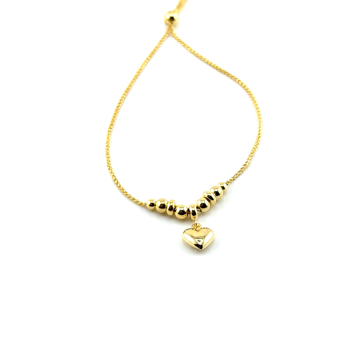 Pulsera Ajustable (corazon/bolitas) en Oro 10K