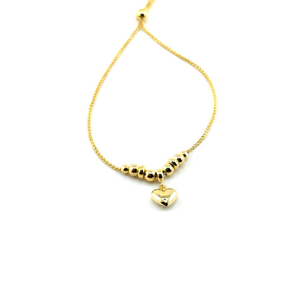 Pulsera Ajustable (corazon/bolitas) en Oro 10K