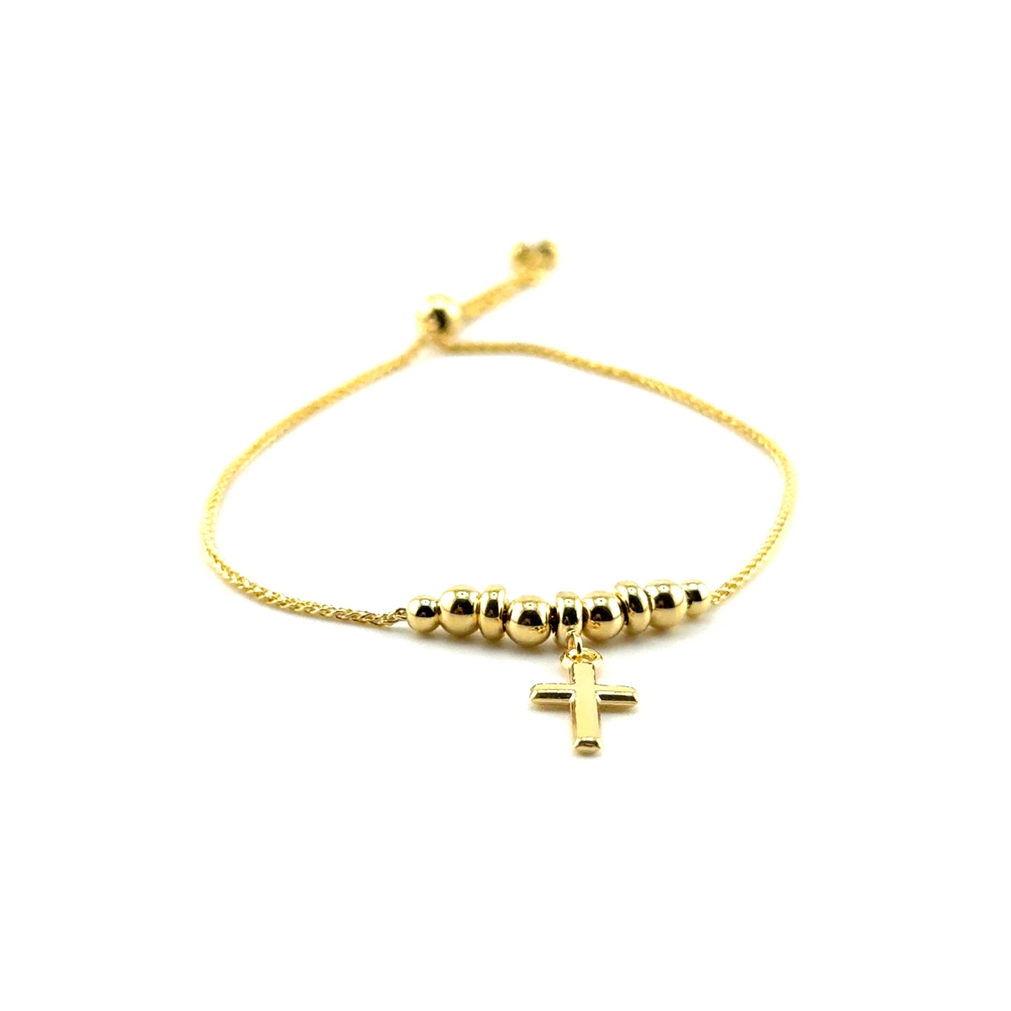 Pulsera Ajustable (cruz/bolitas) en Oro 10K