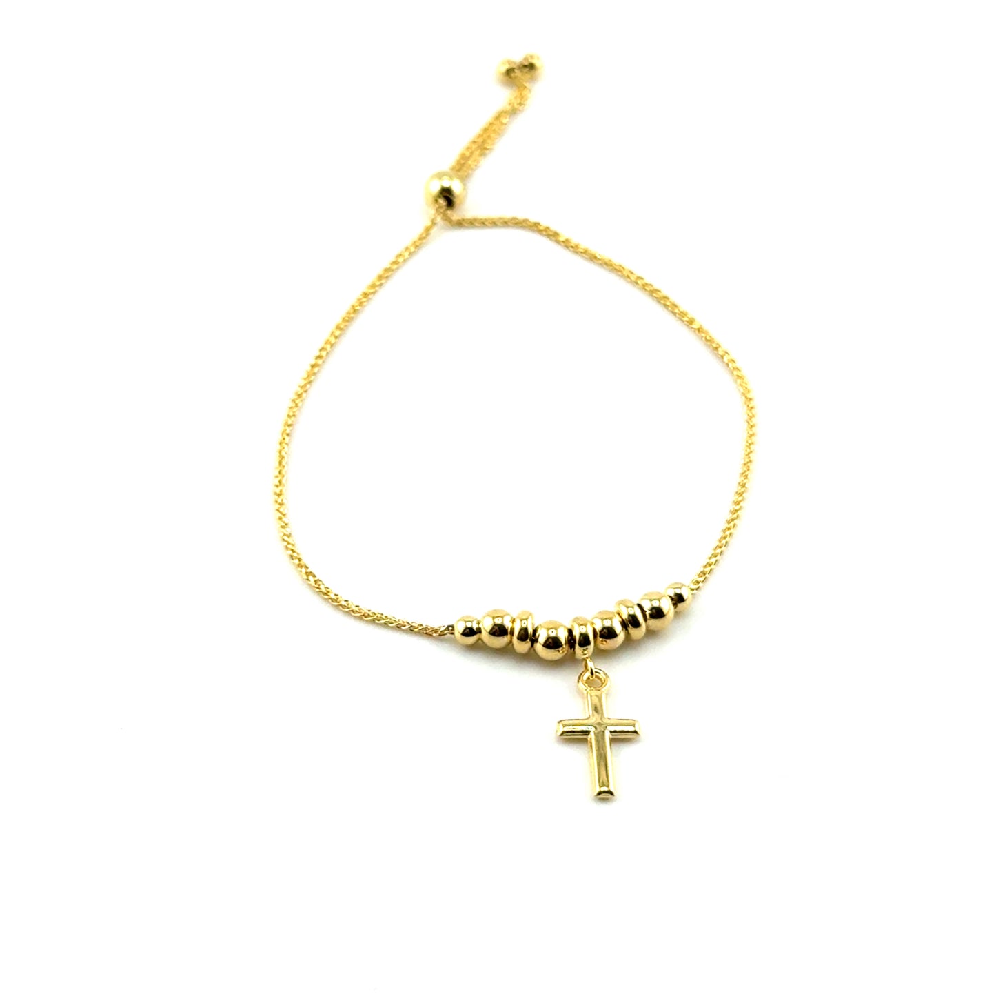 Pulsera Ajustable (cruz/bolitas) en Oro 10K