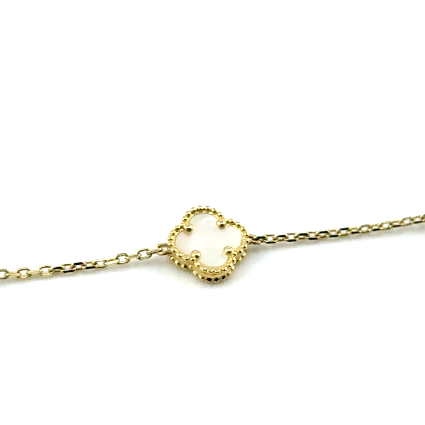 Pulsera Trebol 10mm (blanco) en Oro 10K