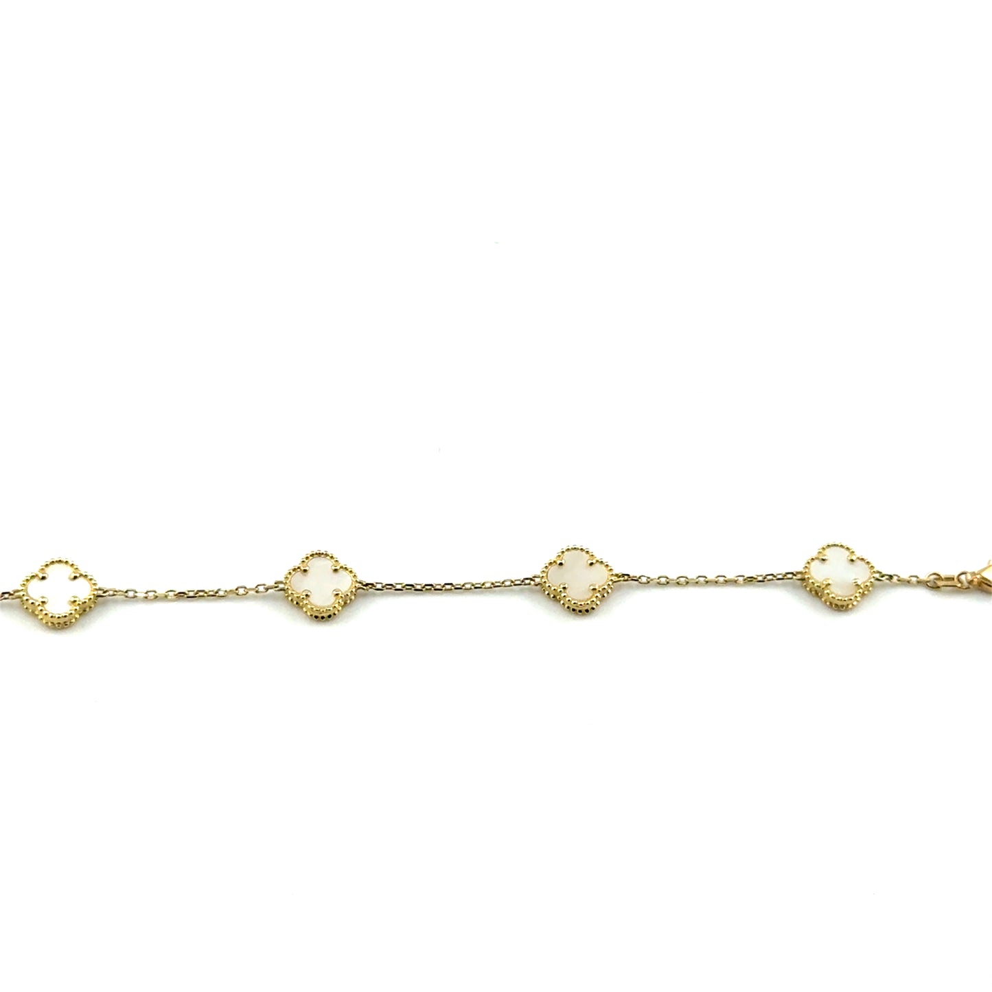 Pulsera Trebol 10mm (blanco) en Oro 10K