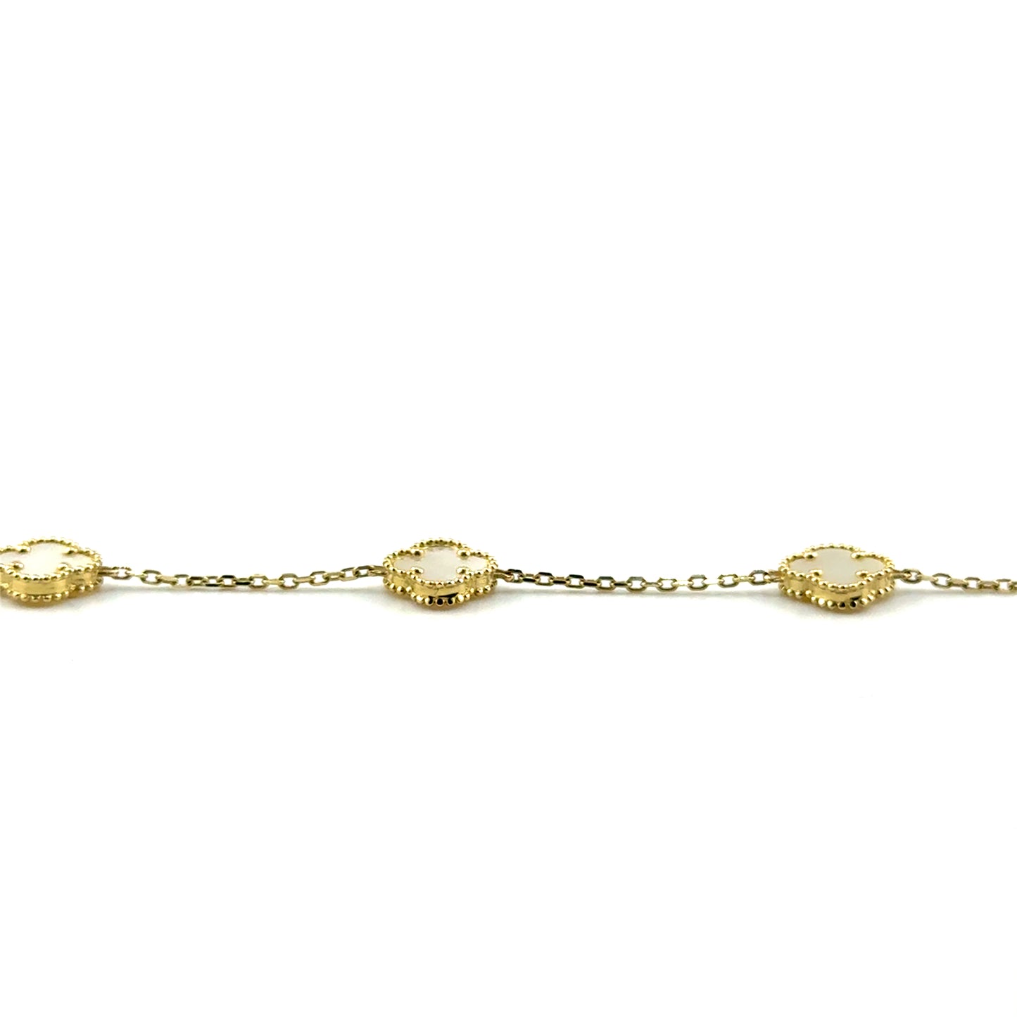 Pulsera Trebol 10mm (blanco) en Oro 10K