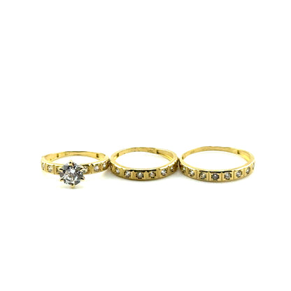 Trio de Boda en Oro 10K