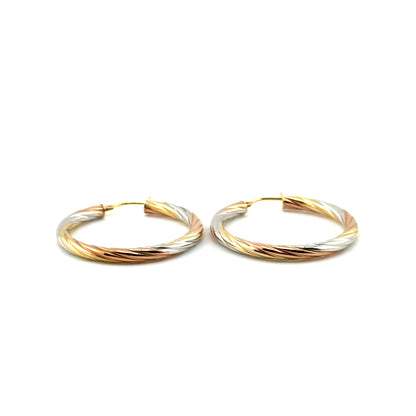 Argollas (retorcidos) en Oro 10K tres tonos