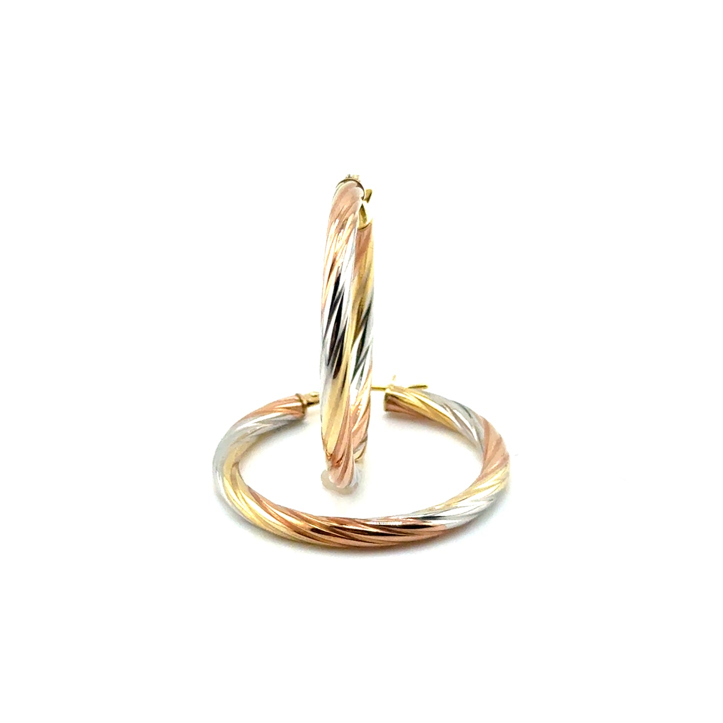 Argollas (retorcidos) en Oro 10K tres tonos