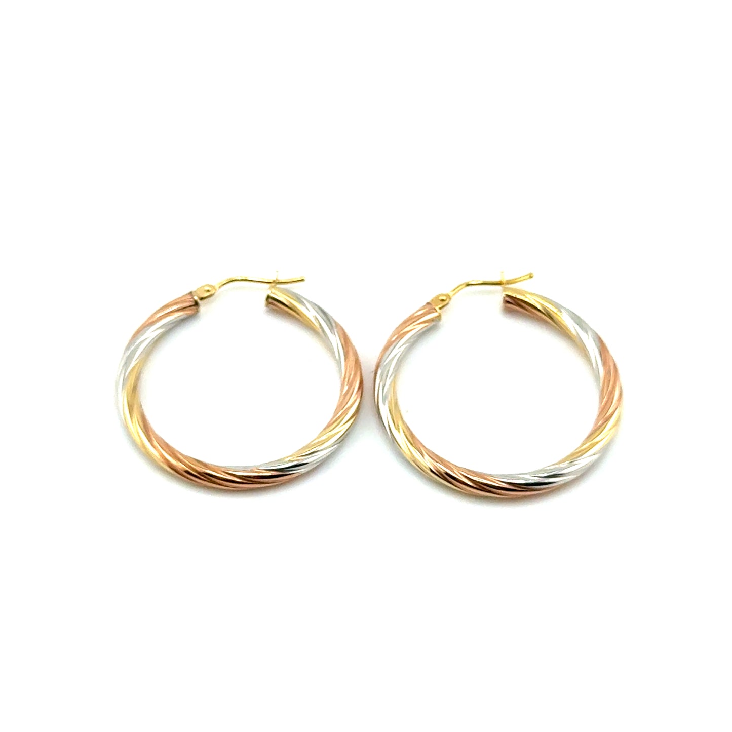 Argollas (retorcidos) en Oro 10K tres tonos