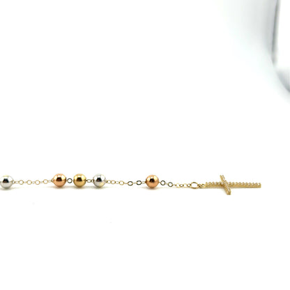 Pulsera (Rosario) en Oro 10K tres Tono
