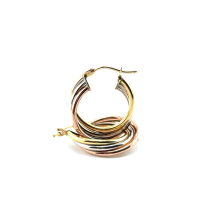 Argollas (retorcidas) Oro 10K Tres Tonos