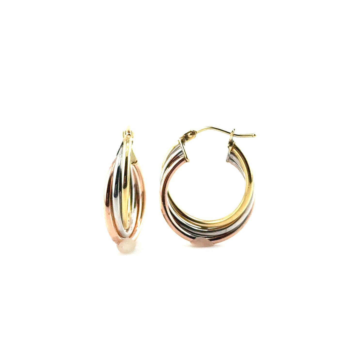 Argollas (retorcidas) Oro 10K Tres Tonos