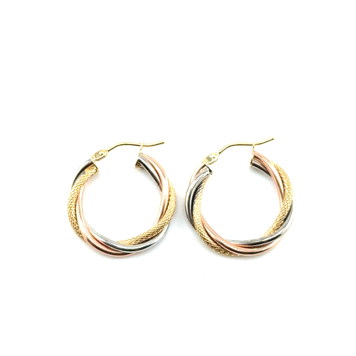 Argollas (retorcidas) Oro 10K Tres Tonos