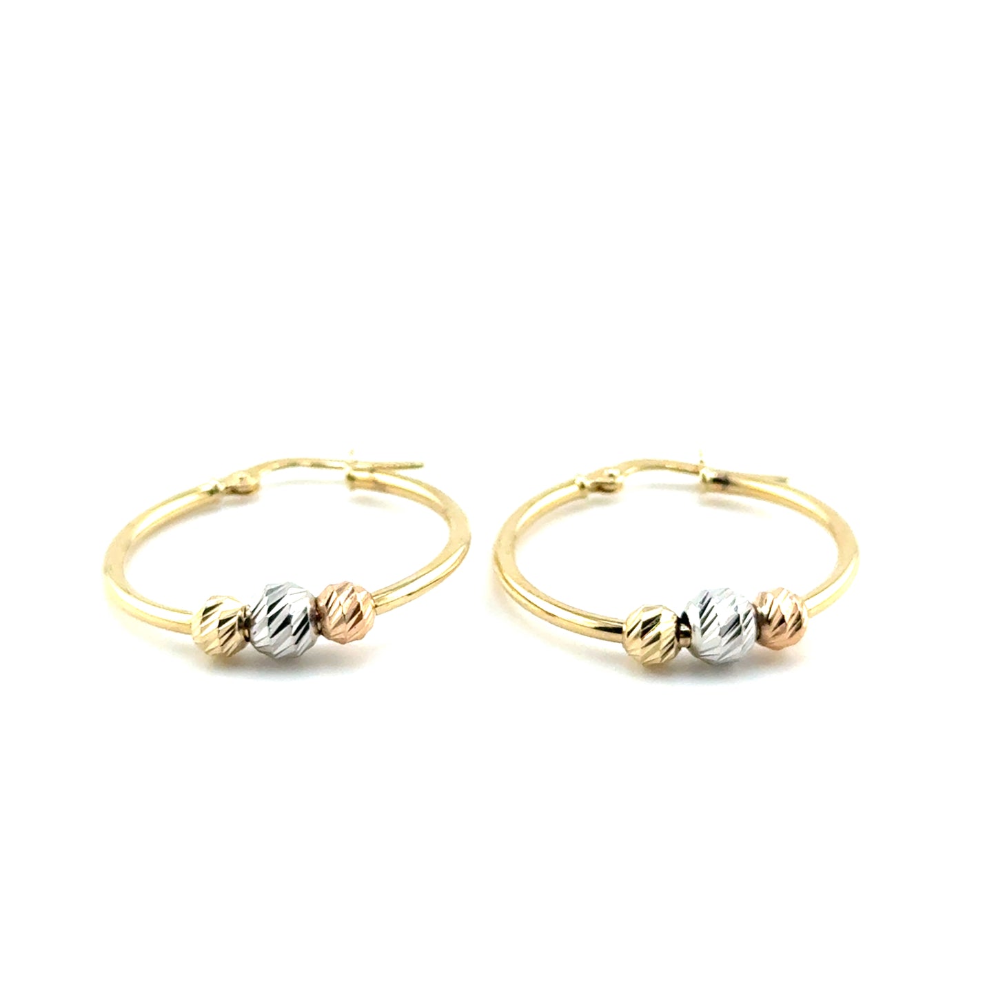 Argollas (bolitas) Oro 10K Tres Tonos