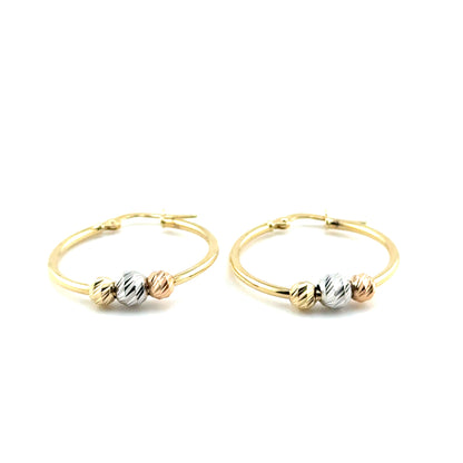 Argollas (bolitas) Oro 10K Tres Tonos