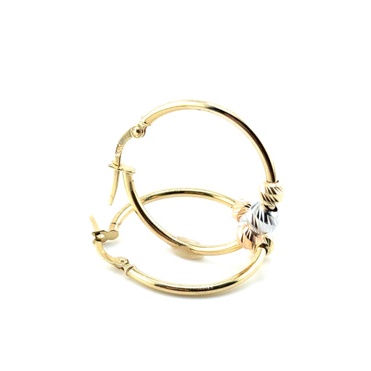 Argollas (bolitas) Oro 10K Tres Tonos