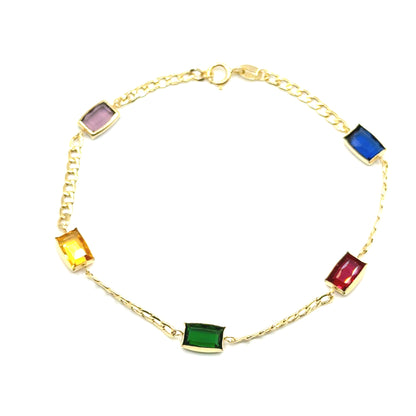 Pulsera Gourmet con Piedras de Colores en Oro 10K