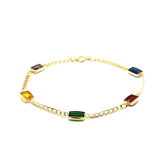 Pulsera Gourmet con Piedras de Colores en Oro 10K