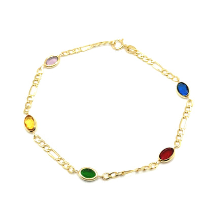 Pulsera Cartier con Piedras de Colores en Oro 10K
