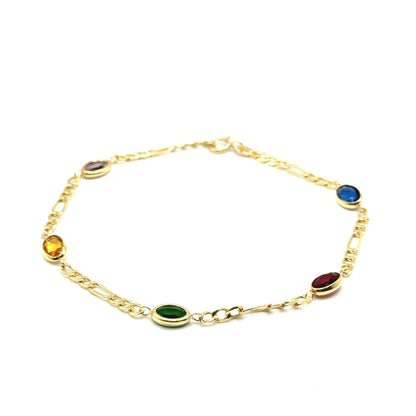 Pulsera Cartier con Piedras de Colores en Oro 10K