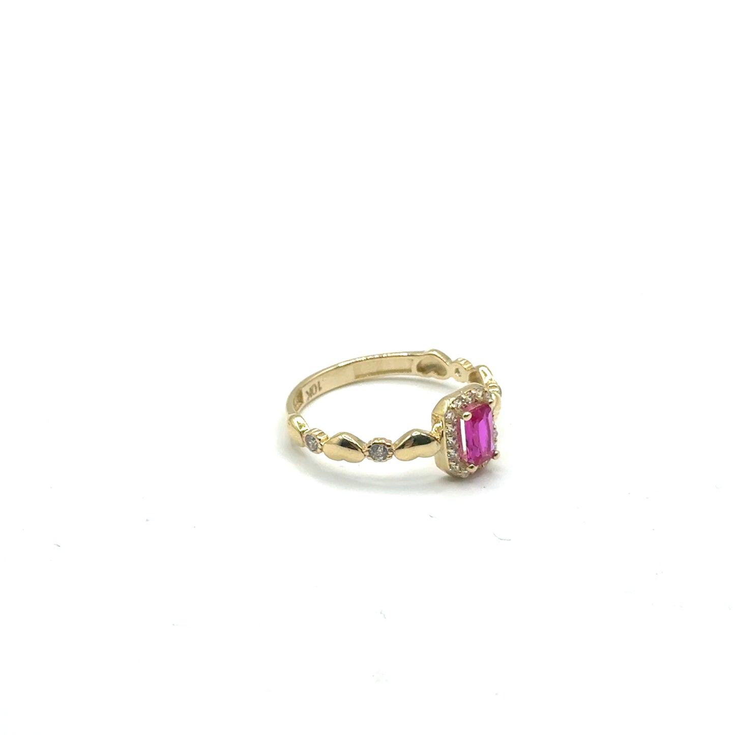 Anillo con Circones (rojo) en Oro 10K