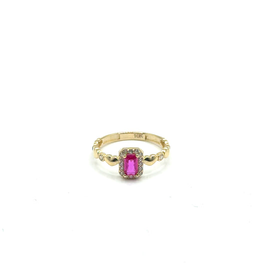 Anillo con Circones (rojo) en Oro 10K