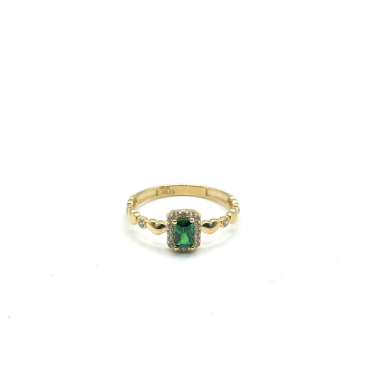 Anillo con Circones (verde) en Oro 10K