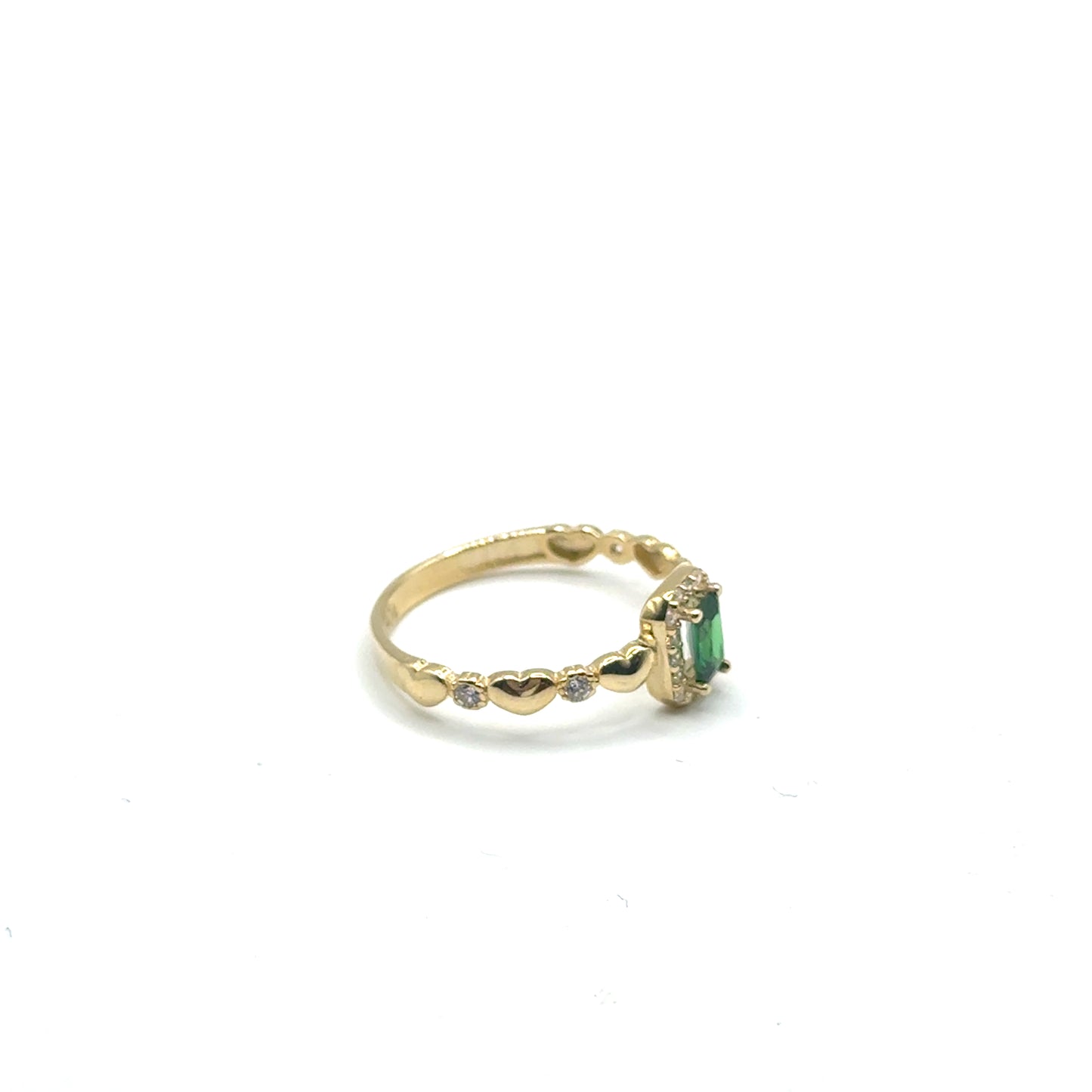 Anillo con Circones (verde) en Oro 10K