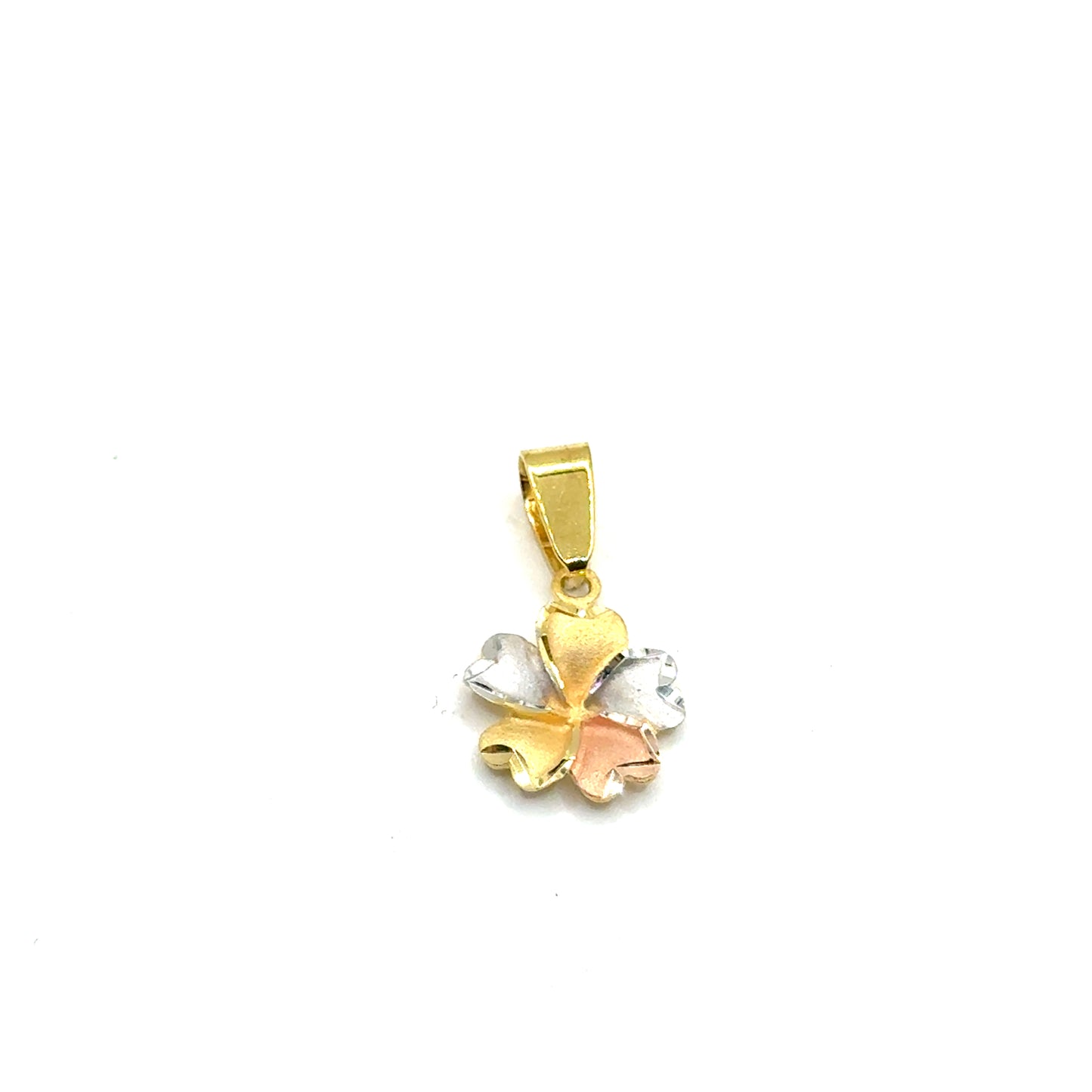 Dije (flor) en Oro 10K Tres Tonos