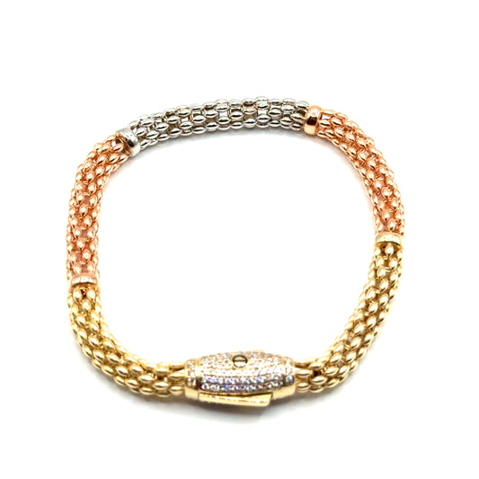 Pulsera en Oro 10K de Tres Tonos