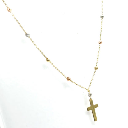 Collar (bolitas con cruz) en Oro 10K